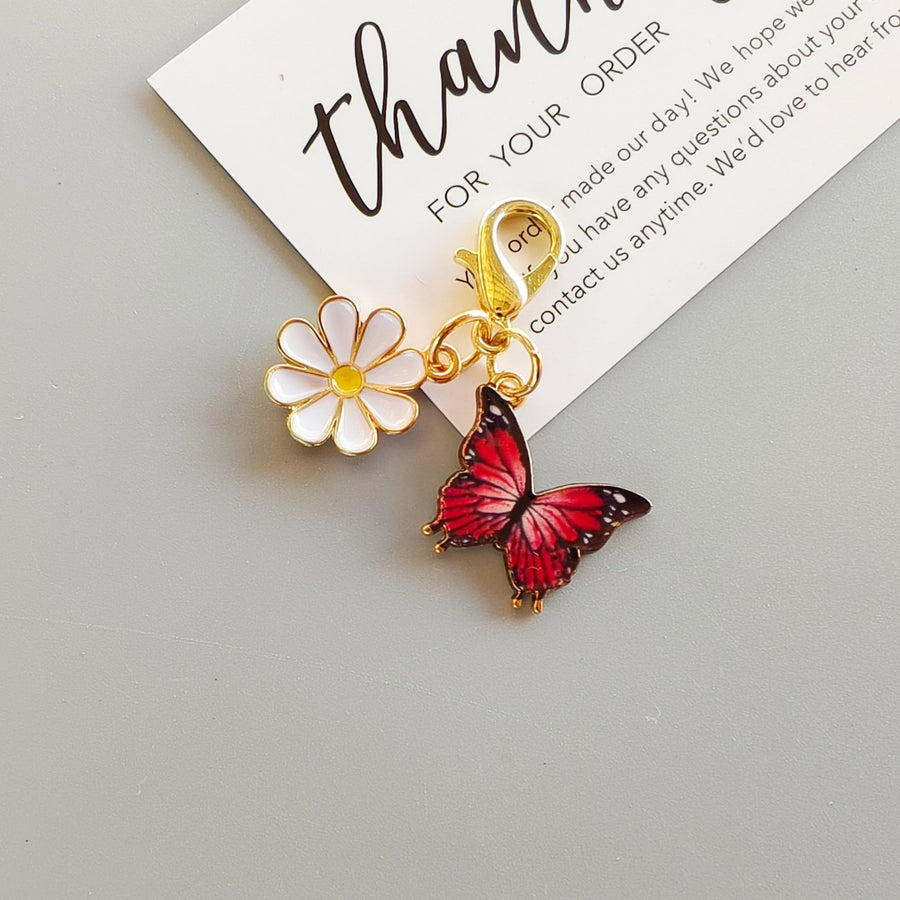 Alloy Colorful Aster Butterfly Pendant Keychain Bag Charm