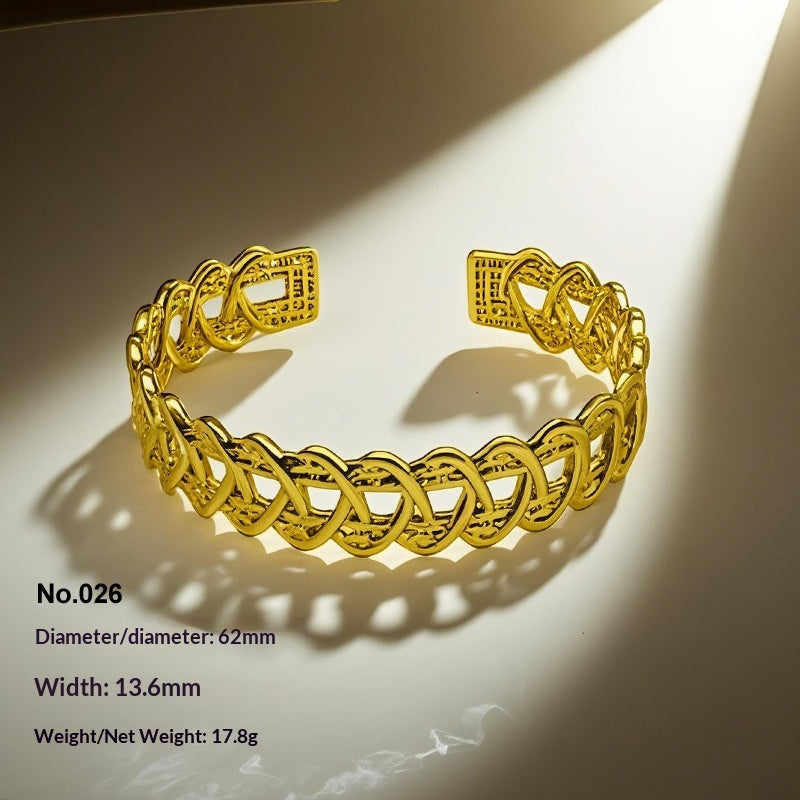 Retro Irregular Hollowed-Out Titanium Steel Bracelet