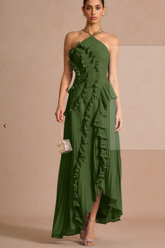 Womens Halter-neck Sexy Strapless Backless Dress