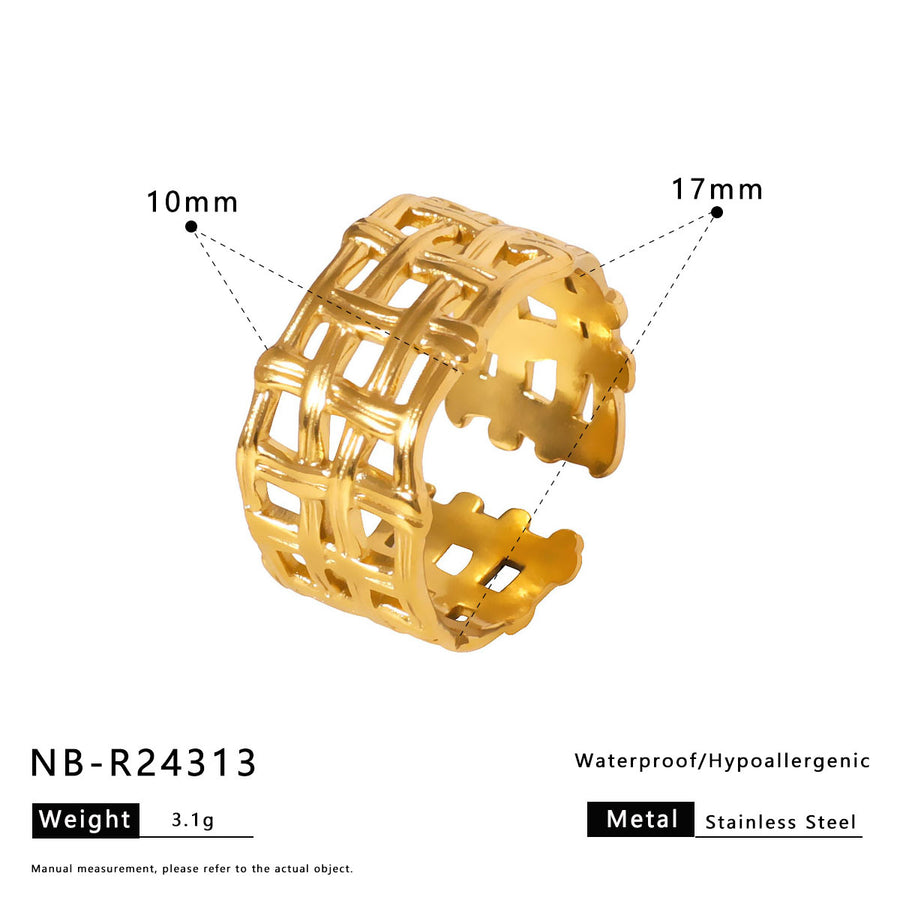 Womens Stainless Steel Geometric Line Ring - Chic and Stylish