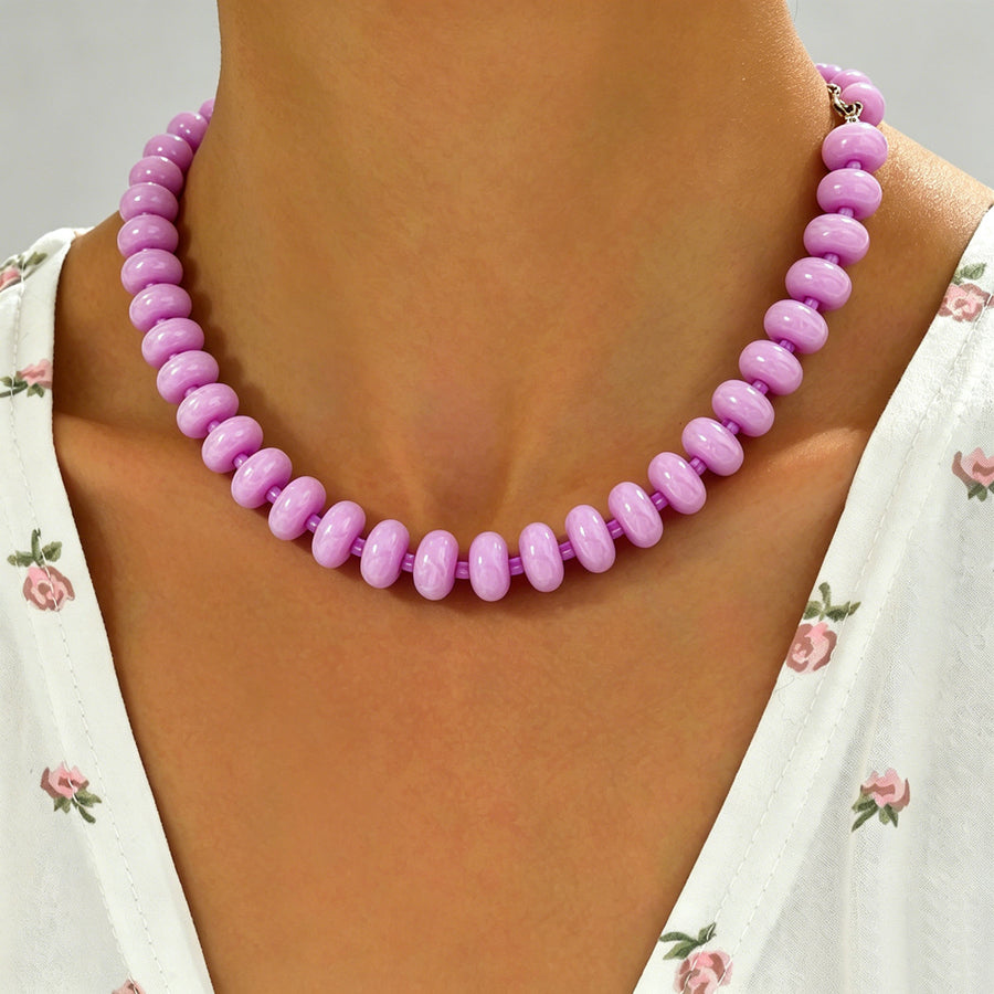 Geometric Dopamine Color Handmade Beaded Necklace for Women