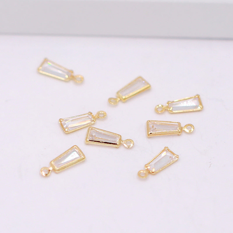 Geometric Zircon Bezel Set Pendant - Gold Plated Charm