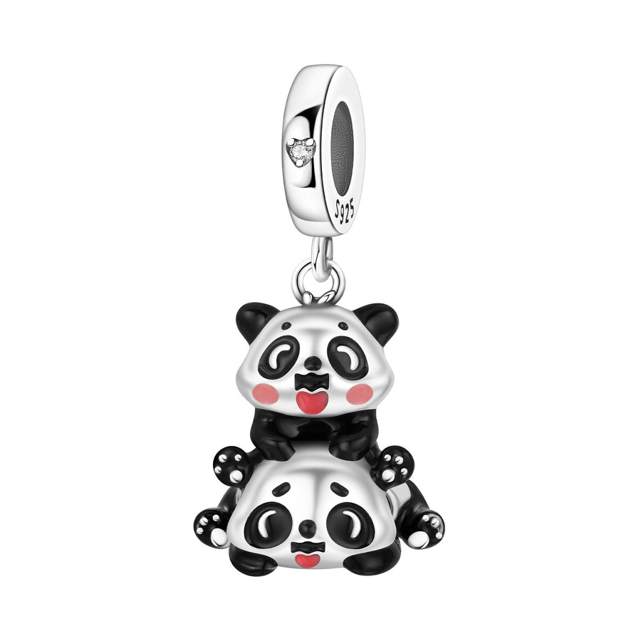 Cute Bamboo Panda DIY Copper Bead Pendant Necklace