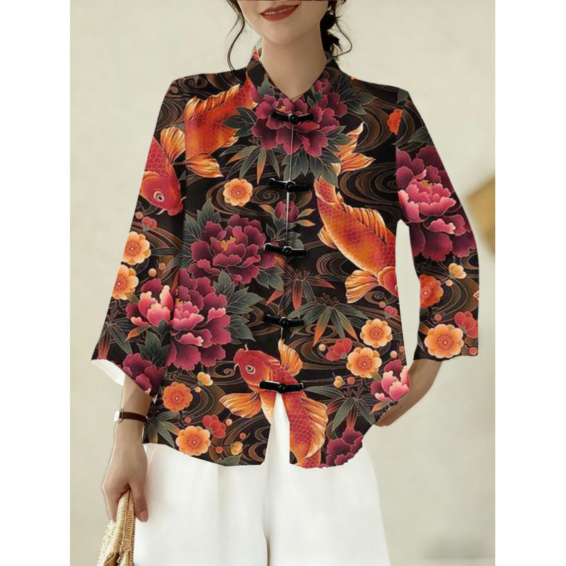 Chinese-style Tang Suit Women's 3D Digital-print Tank Top