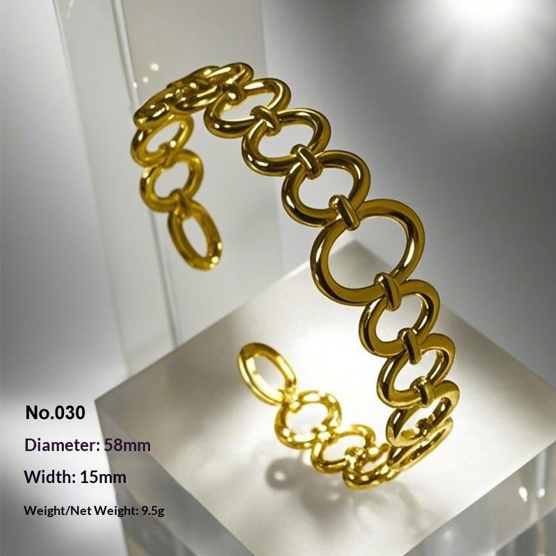Retro Irregular Hollowed-Out Titanium Steel Bracelet