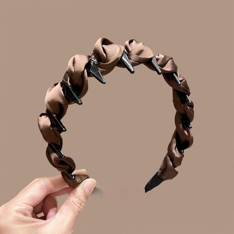 Ruffled Trim Headband with Teeth - Non-Slip Hair Hoop