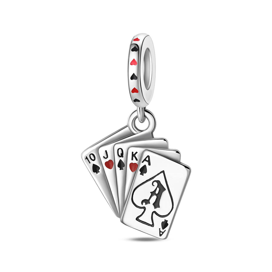 Beaded Bracelet with Game Playing Card Pendant
