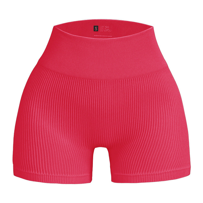 European and American Seamless Ribbed Yoga Shorts for Comfort