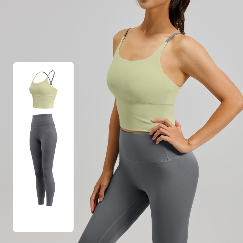 Women's Two-Piece Sports Fitness Outfit - Camisole & Long Pants