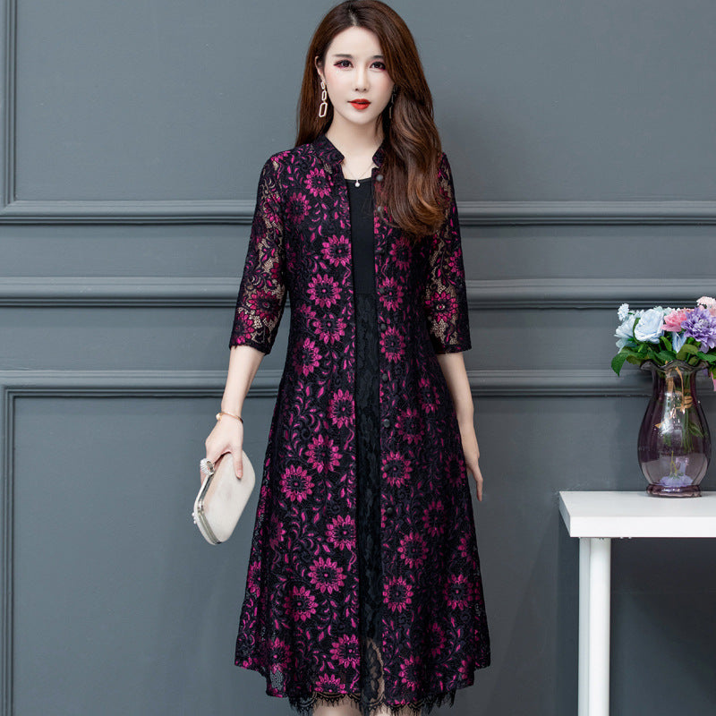 Womens Lightweight Outerwear Printed Shawl Jacket - Trendy Denim