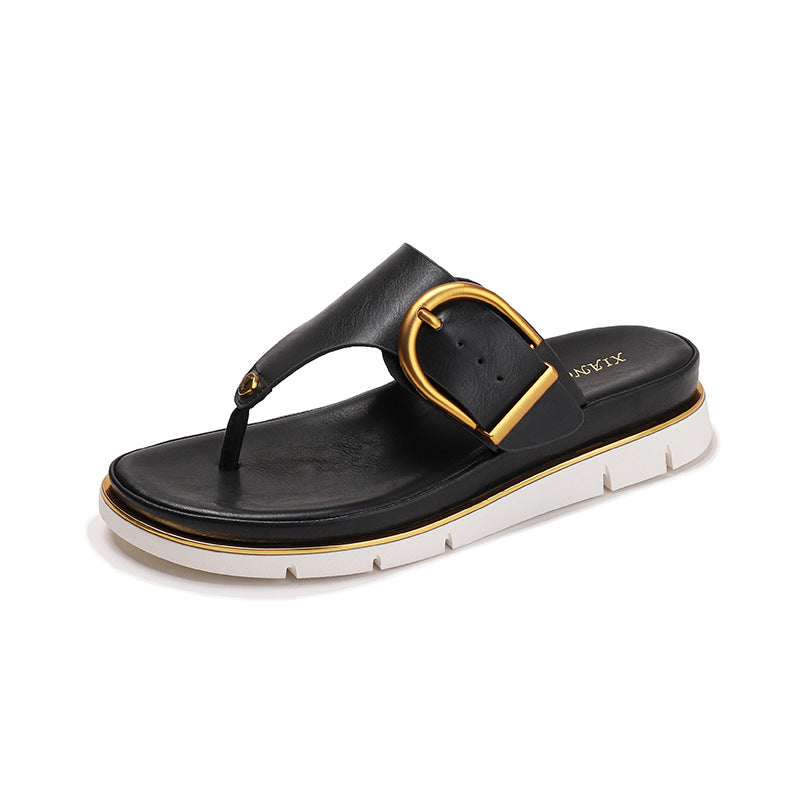 Simple Comfortable Soft-soled Non-slip Thick-sole Beach Flip-flops
