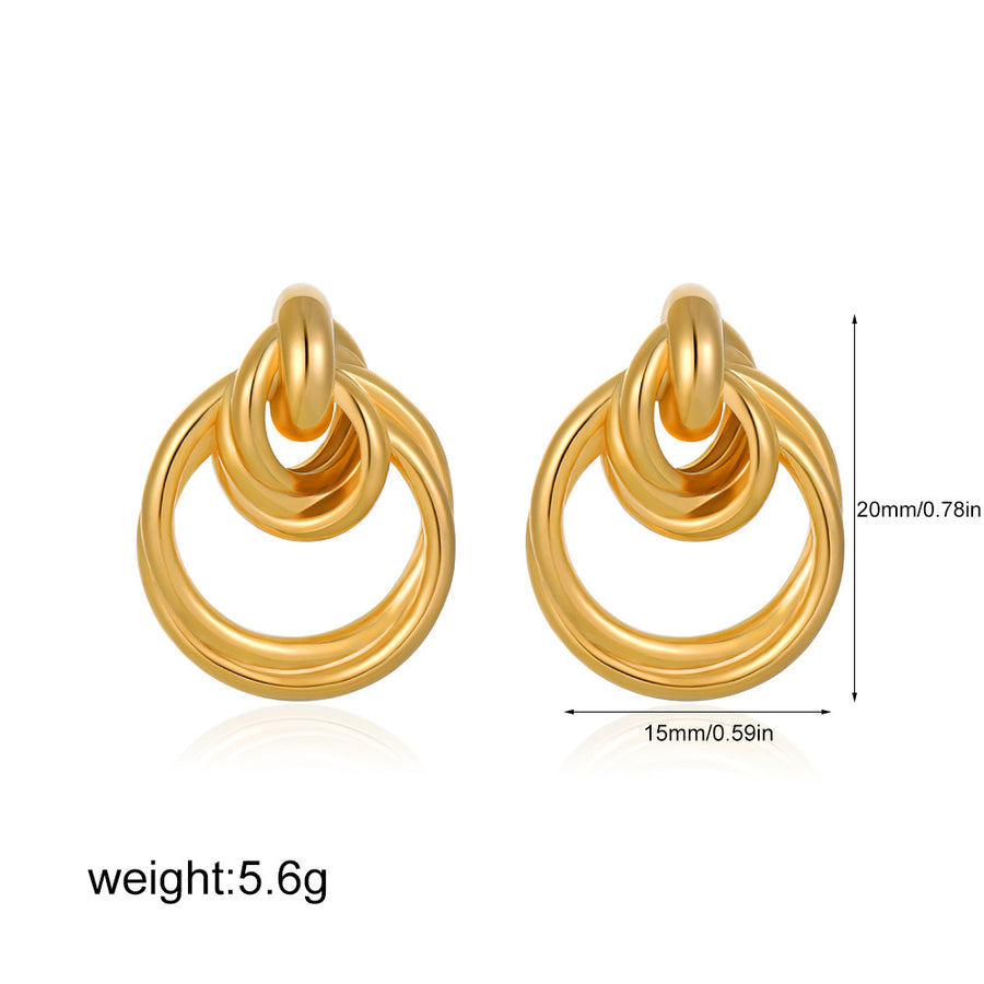 Golden Series Instagram-Style Striped Textured Earrings