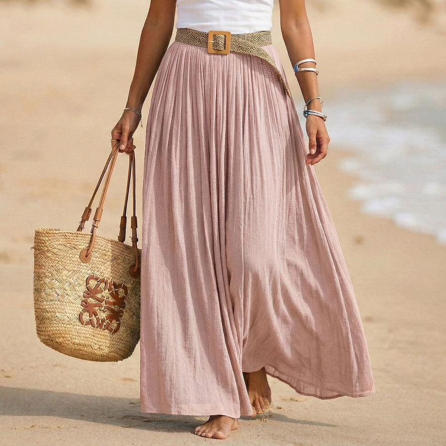 Elastic-waist Flared Maxi Dress - Perfect Holiday Beach Dress