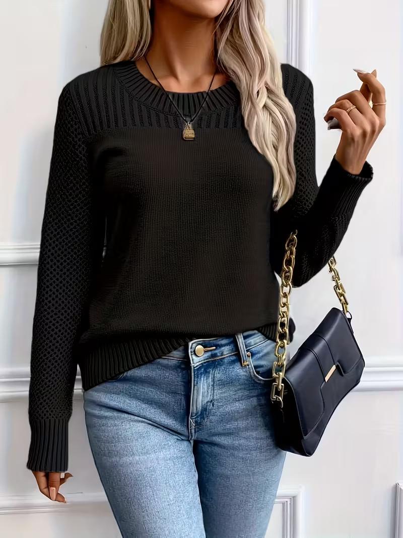 Womens Fashionable Crew-neck Sweater for Spring & Autumn
