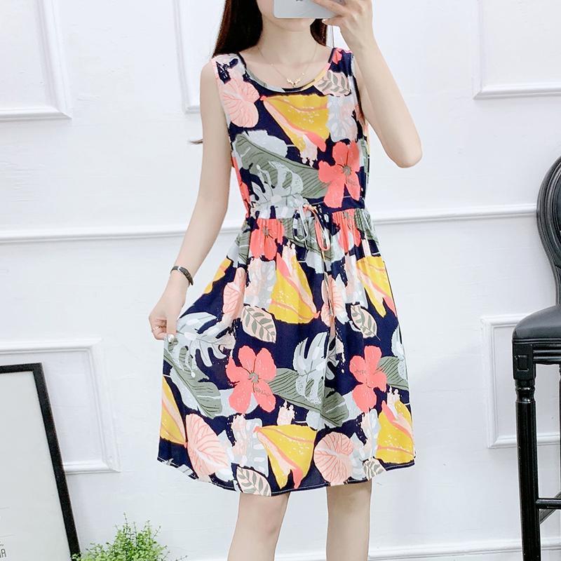 Off-white Sleeveless Cotton Silk Nightdress for Women