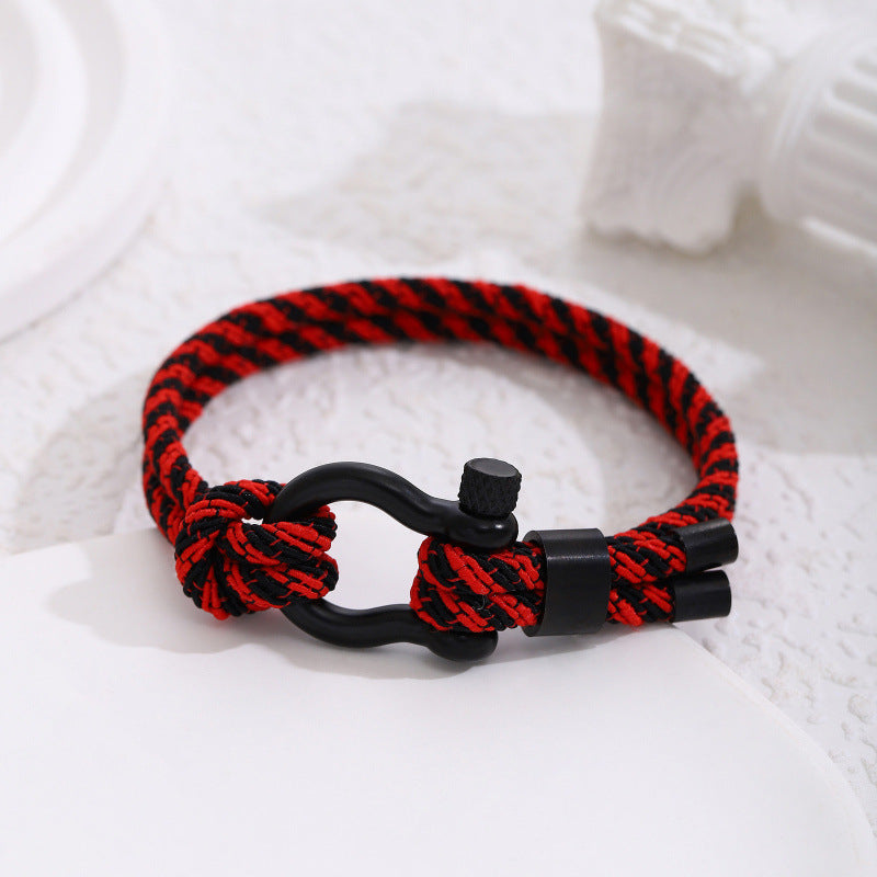 Stainless Steel Horseshoe Buckle Bracelet with Adjustable Milanese Loop