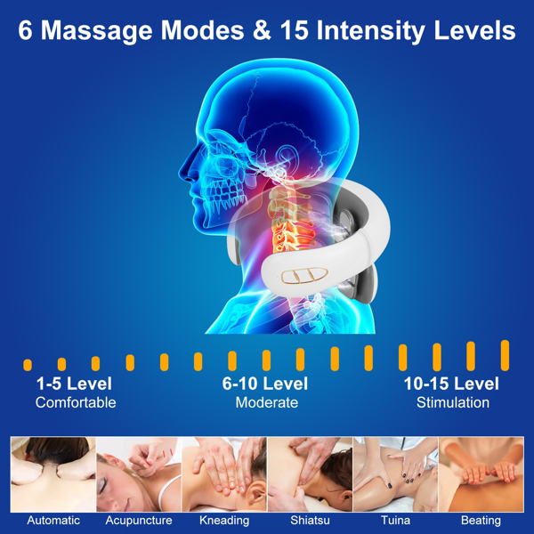 Portable Heated Neck Massager with Remote Control - TENS Unit