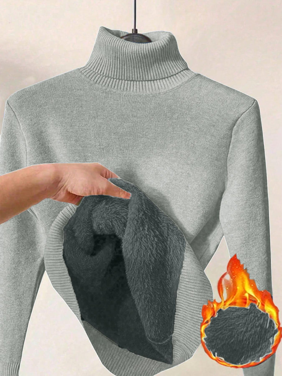 Womens Solid-Color Thermal Turtleneck Sweater Dress