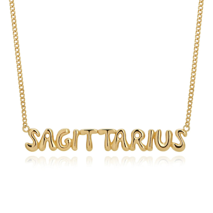 Minimalist Bubble-Effect Zodiac Sign Pendant Necklace