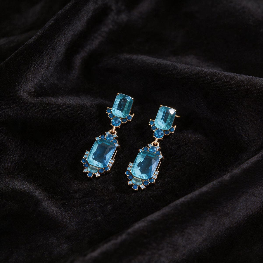 Elegant Colored CZ Necklace and Earring Jewelry Set for Women