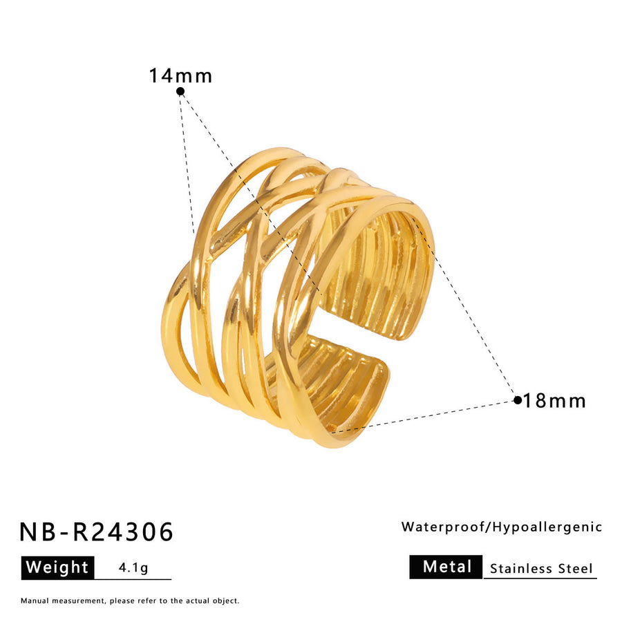 Womens Stainless Steel Geometric Line Ring - Chic and Stylish