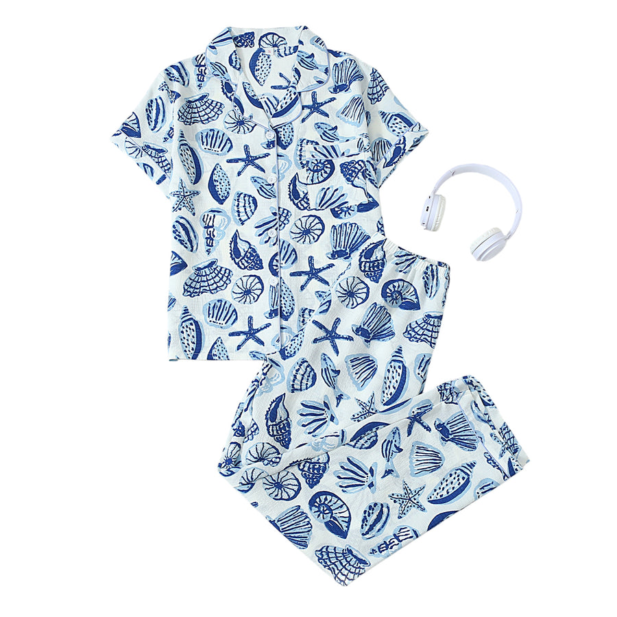 Polka-dot Floral-print Cardigan: Stylish Women's Pajama Set