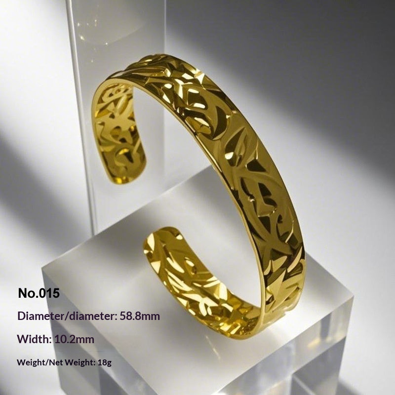 Retro Irregular Hollowed-Out Titanium Steel Bracelet