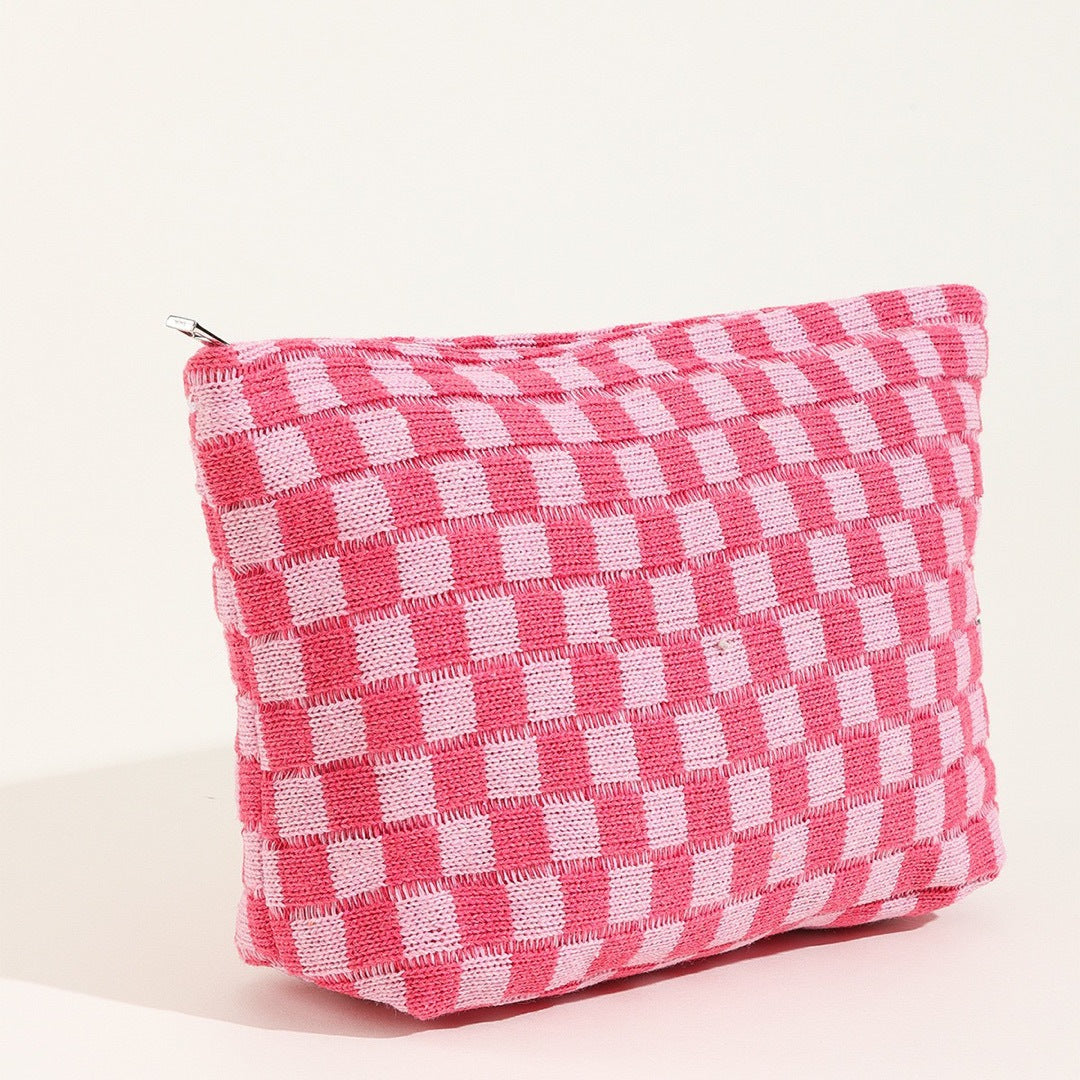 Large-capacity Yarn Checkerboard Makeup Bag | Toiletry Bag