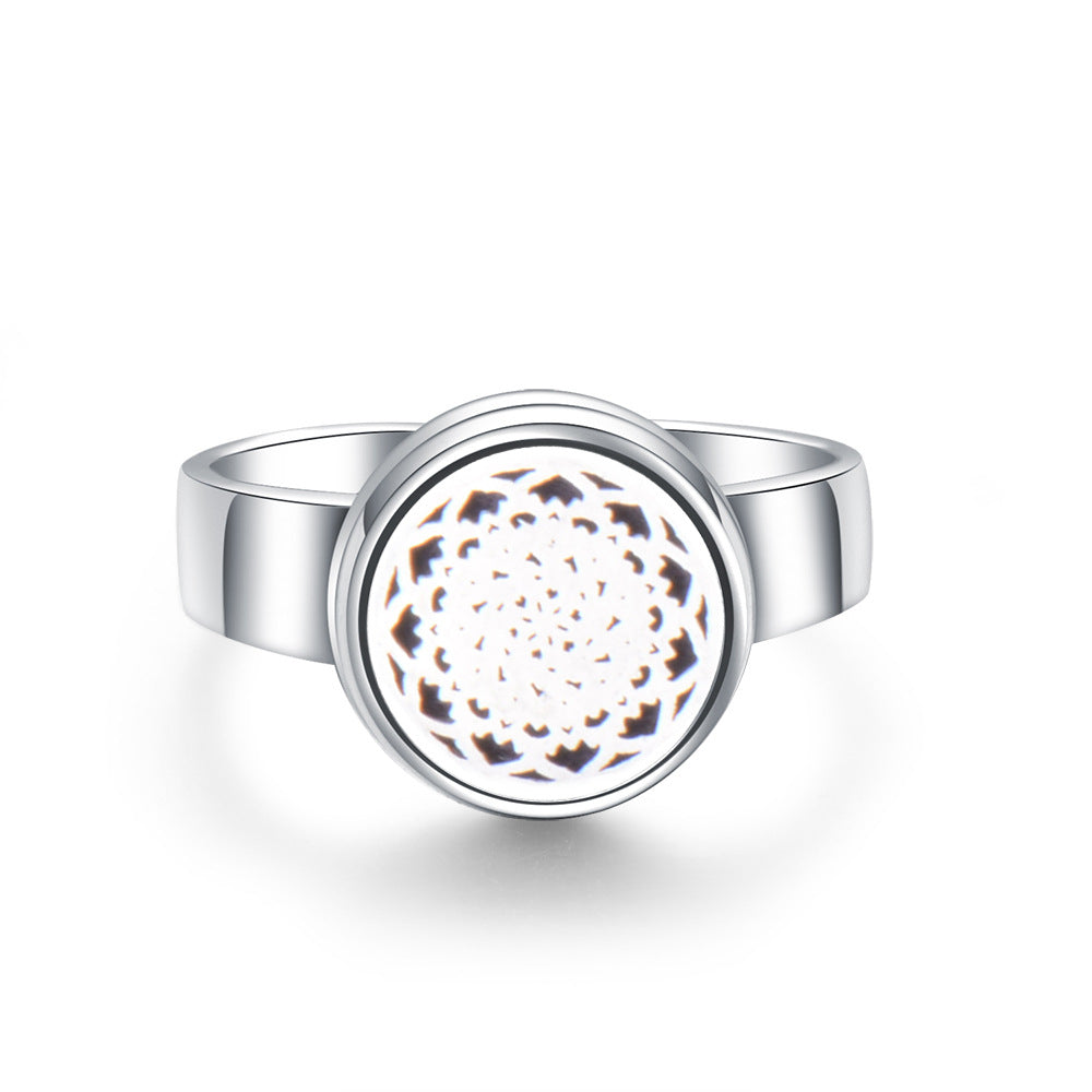 Stainless Steel Aromatherapy Locket Ring - Tree of Life Design