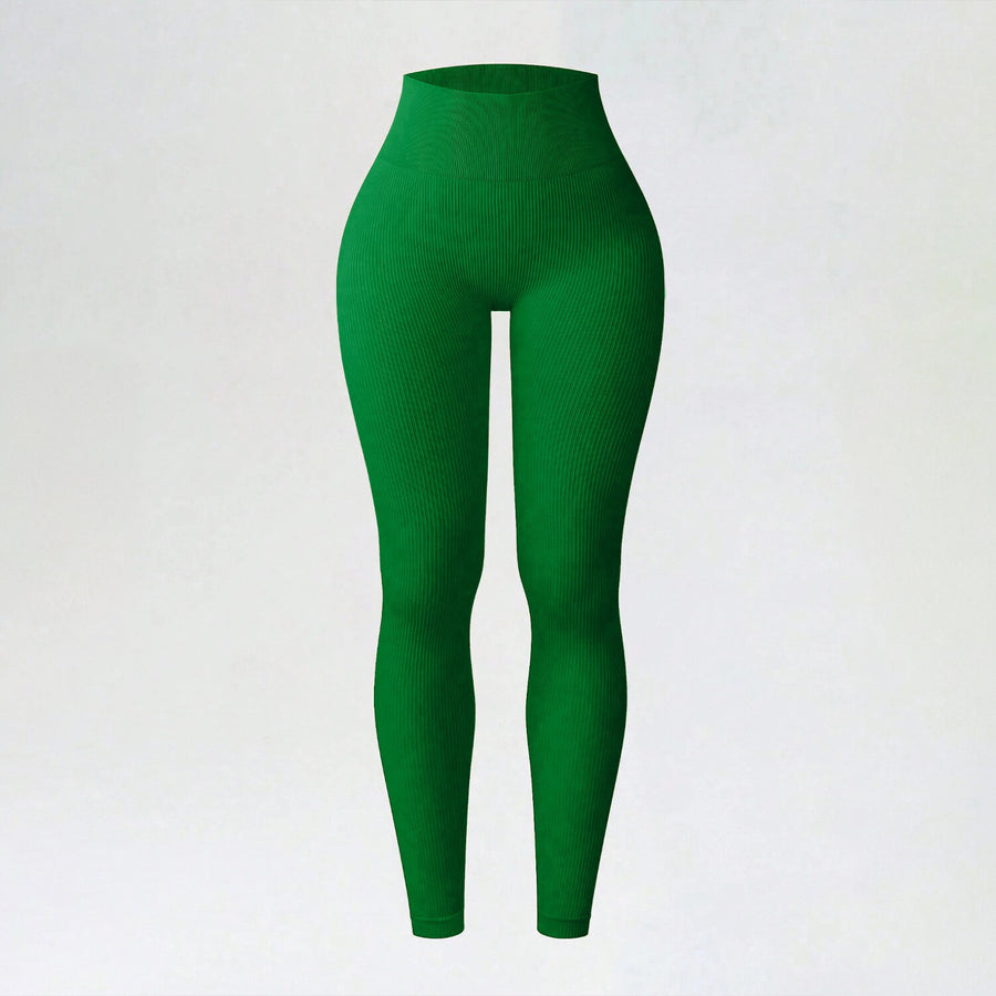 Ribbed Seamless High-Waisted Yoga Leggings for Autumn