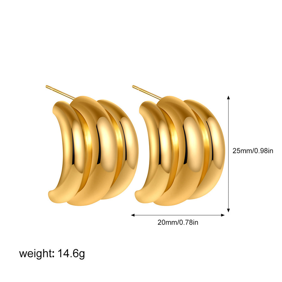 Golden Series Instagram-Style Striped Textured Earrings