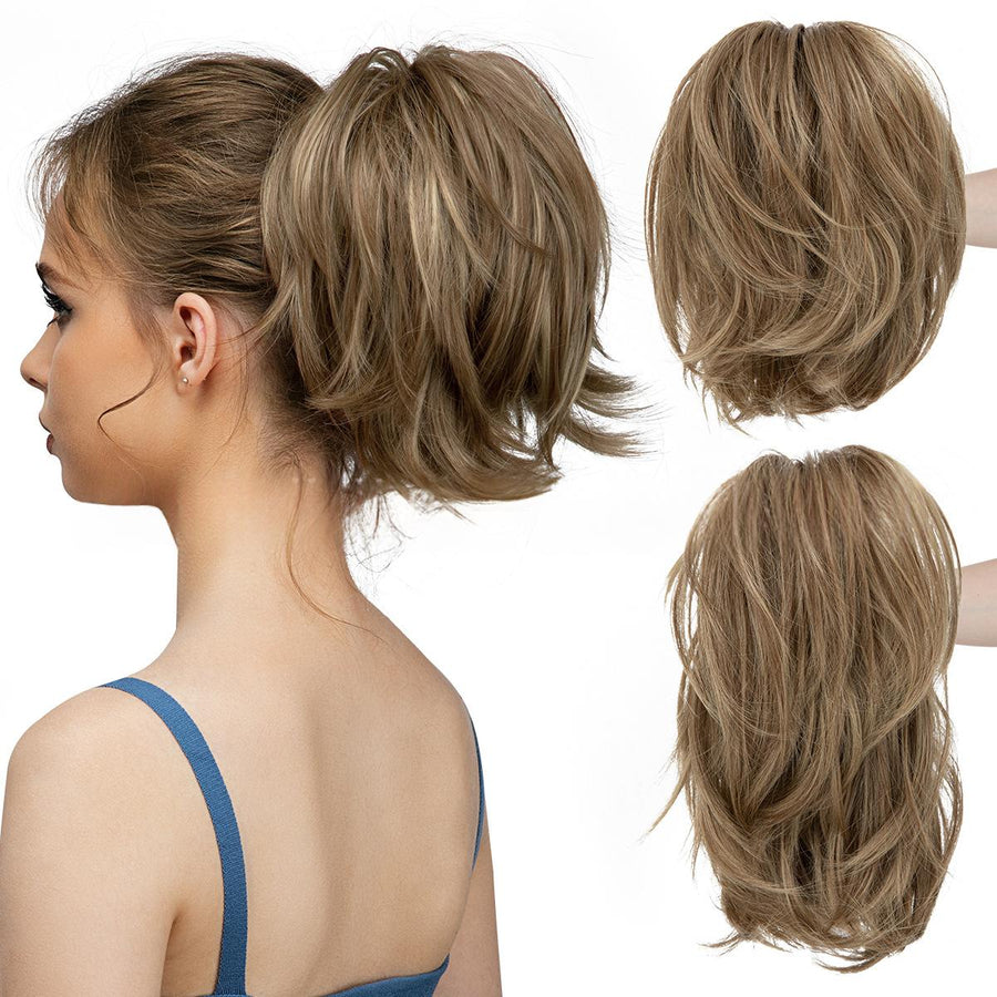 Voluminous Short Curls Clip-On Ponytail with Claw Clip