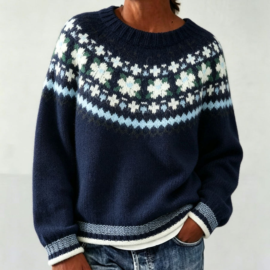 Round Neck Multicolor Loose Fashion Sweater for Women