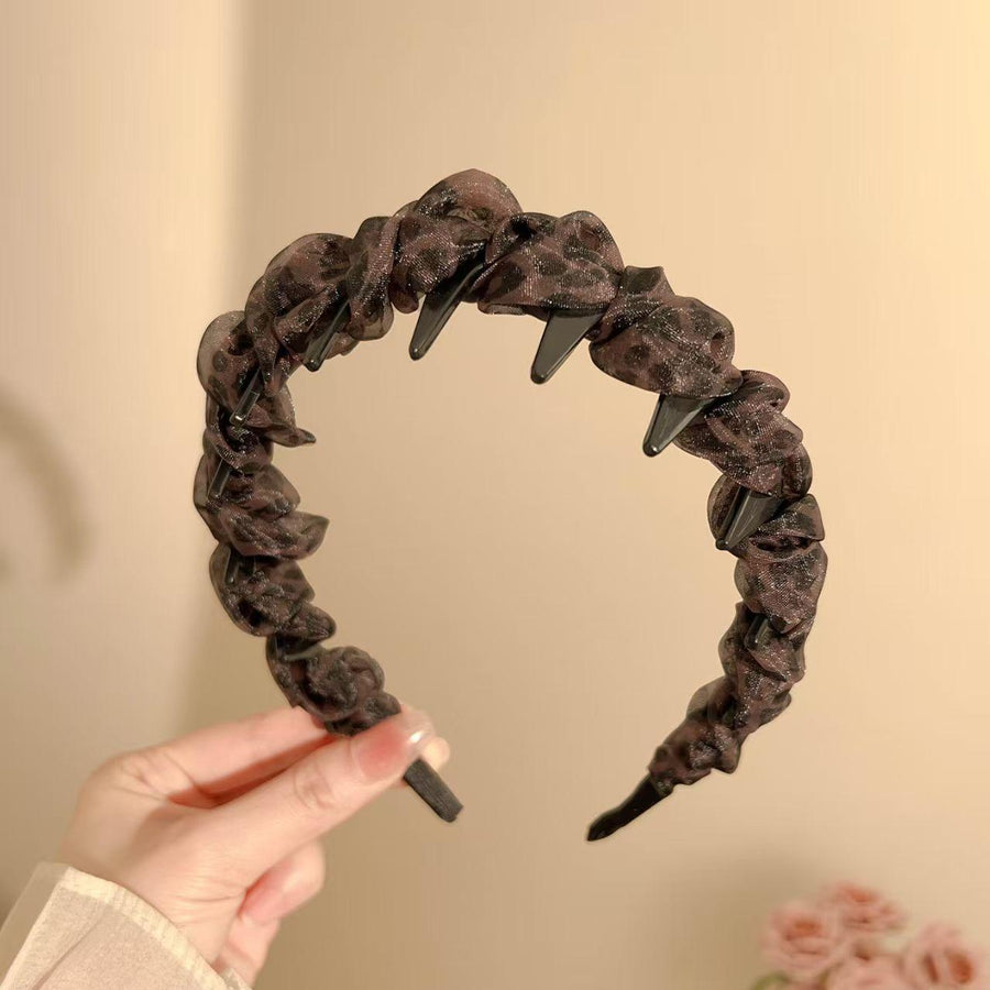 Ruffled Trim Headband with Teeth - Non-Slip Hair Hoop