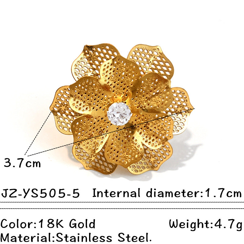 Vintage French-style Natural Stone Stainless Steel Ring