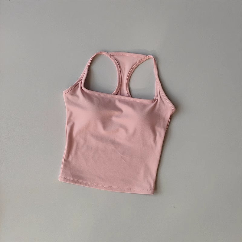 Strap-back Breathable Yoga Tank Top with I-shaped Back Design