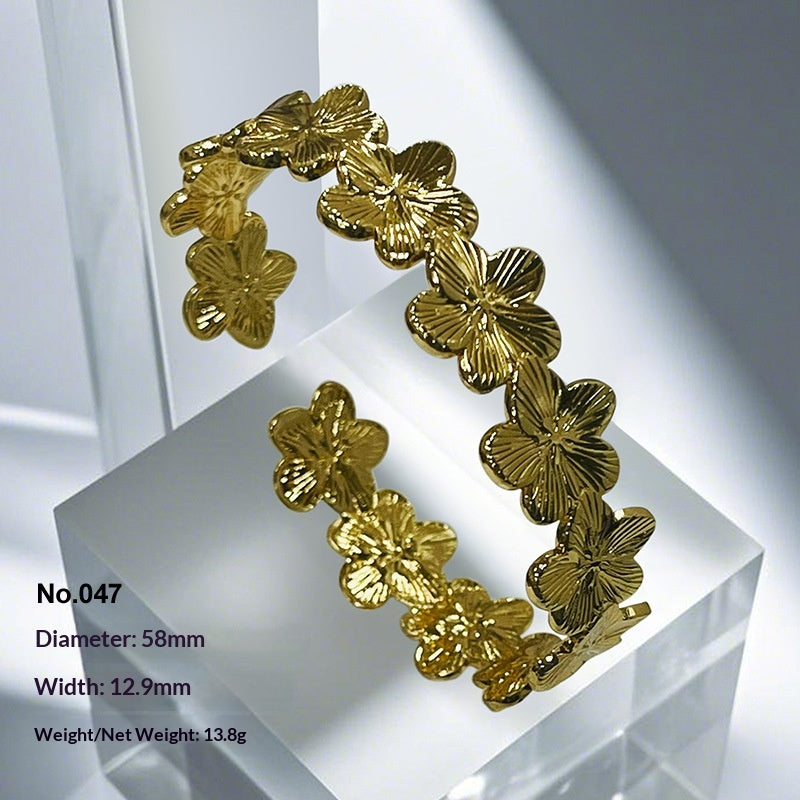 Retro Irregular Hollowed-Out Titanium Steel Bracelet