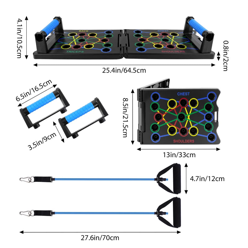 Portable Foldable Push-Up Board with Resistance Bands