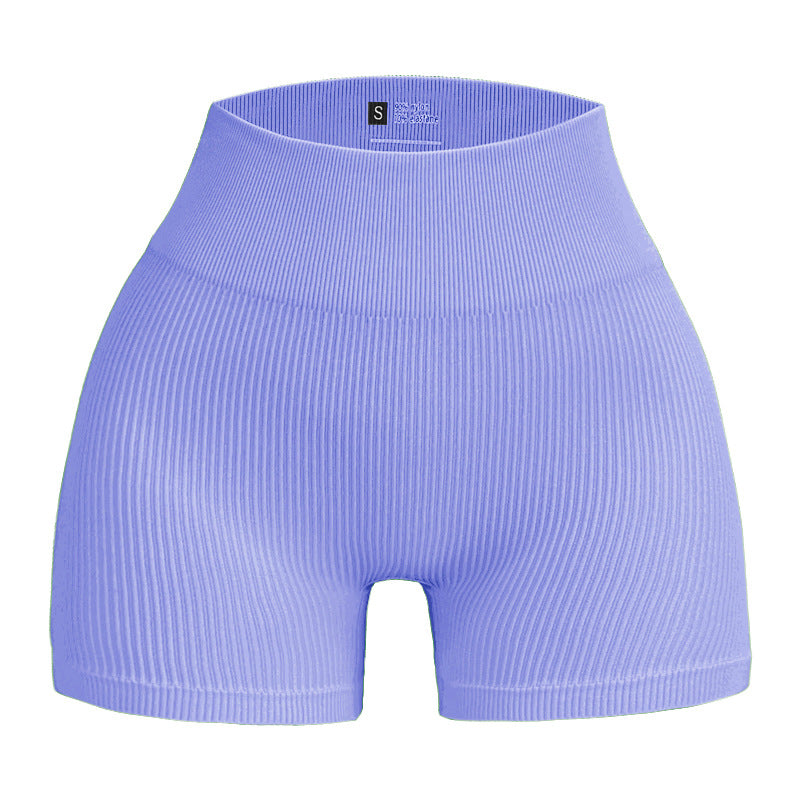 European and American Seamless Ribbed Yoga Shorts for Comfort