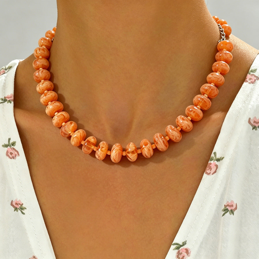 Geometric Dopamine Color Handmade Beaded Necklace for Women
