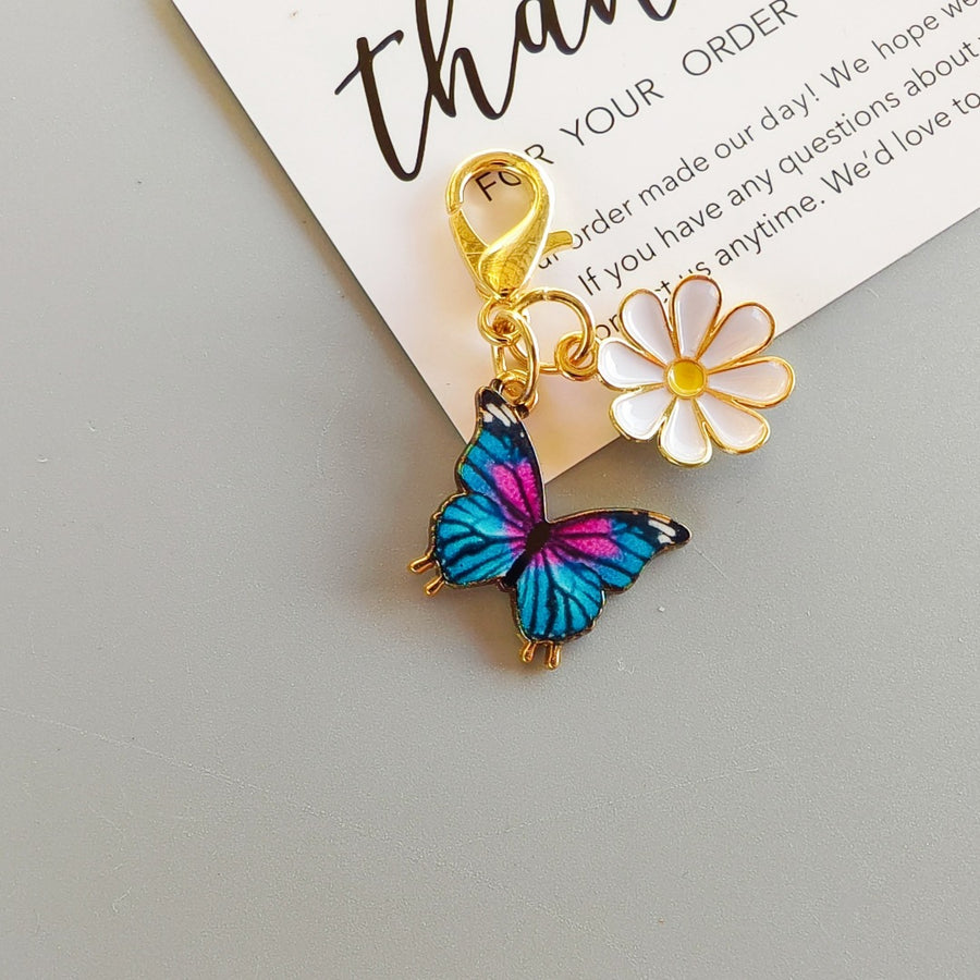 Alloy Colorful Aster Butterfly Pendant Keychain Bag Charm