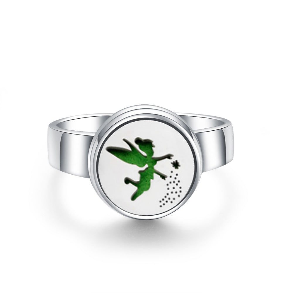 Stainless Steel Aromatherapy Locket Ring - Tree of Life Design