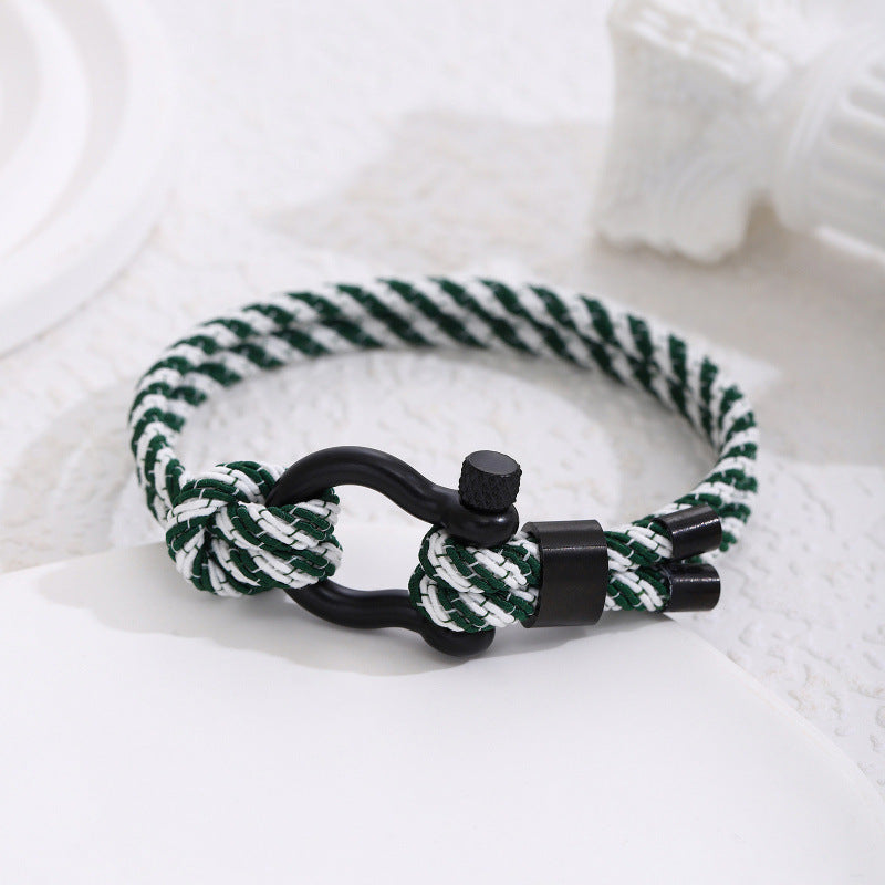 Stainless Steel Horseshoe Buckle Bracelet with Adjustable Milanese Loop