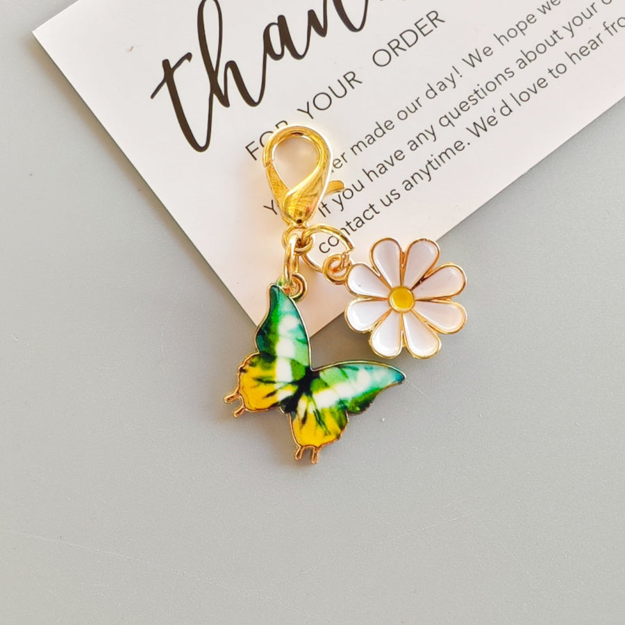 Alloy Colorful Aster Butterfly Pendant Keychain Bag Charm