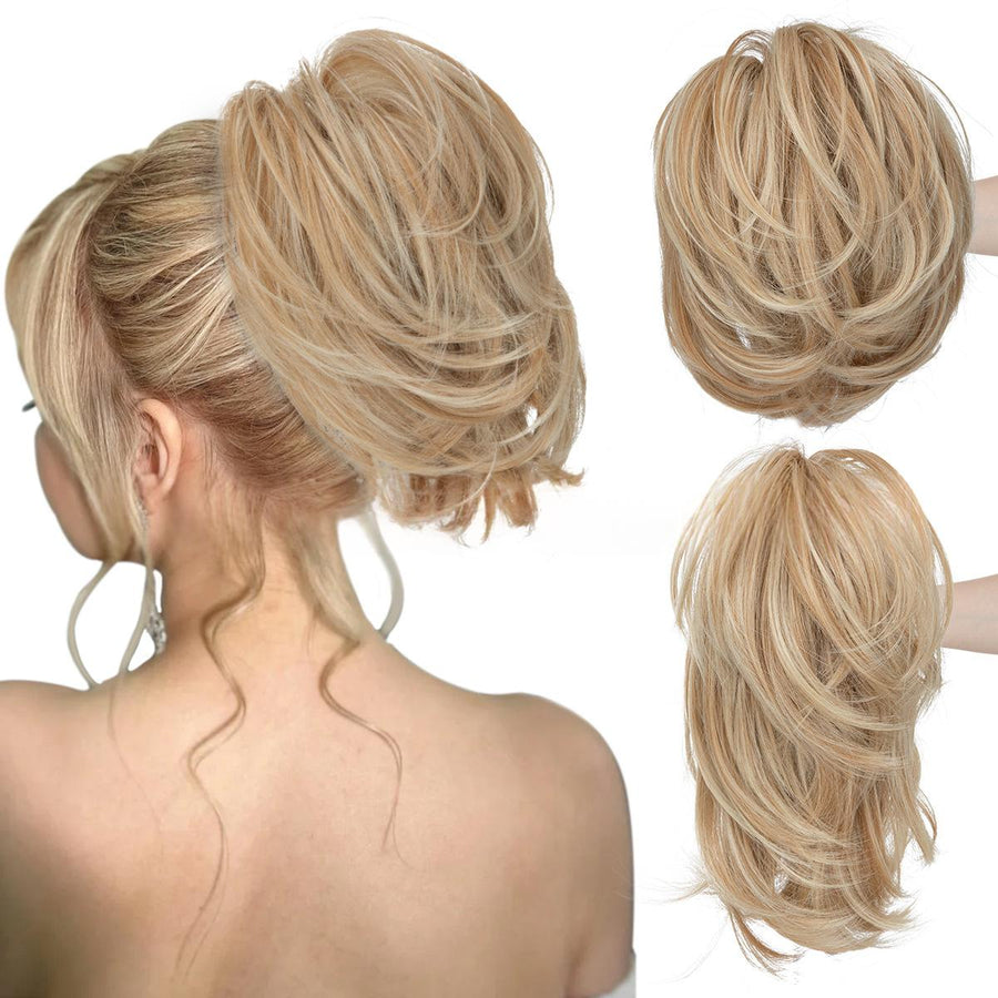 Voluminous Short Curls Clip-On Ponytail with Claw Clip