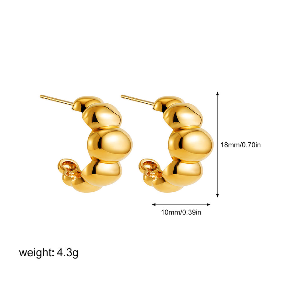 Golden Series Instagram-Style Striped Textured Earrings