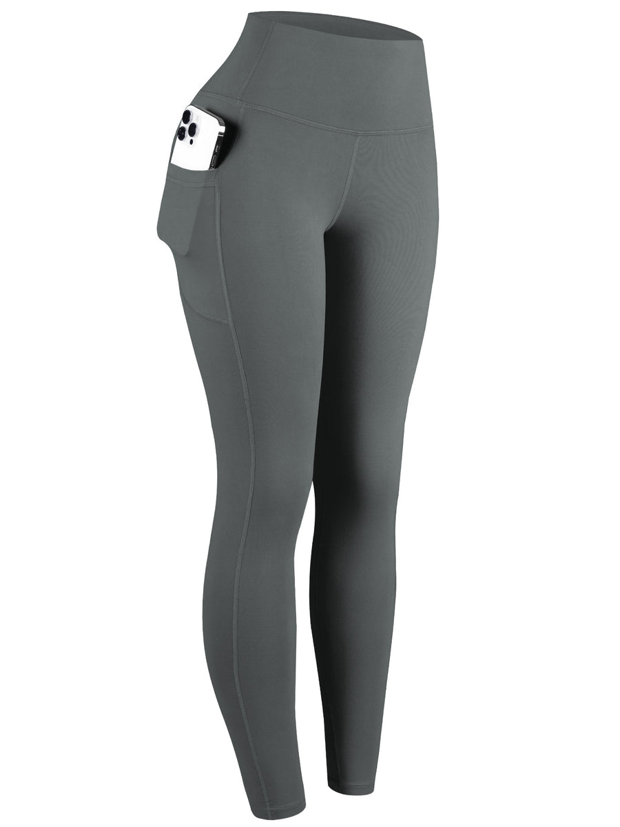Solid-Color Side-Pocket Running and Yoga Pants for Comfort