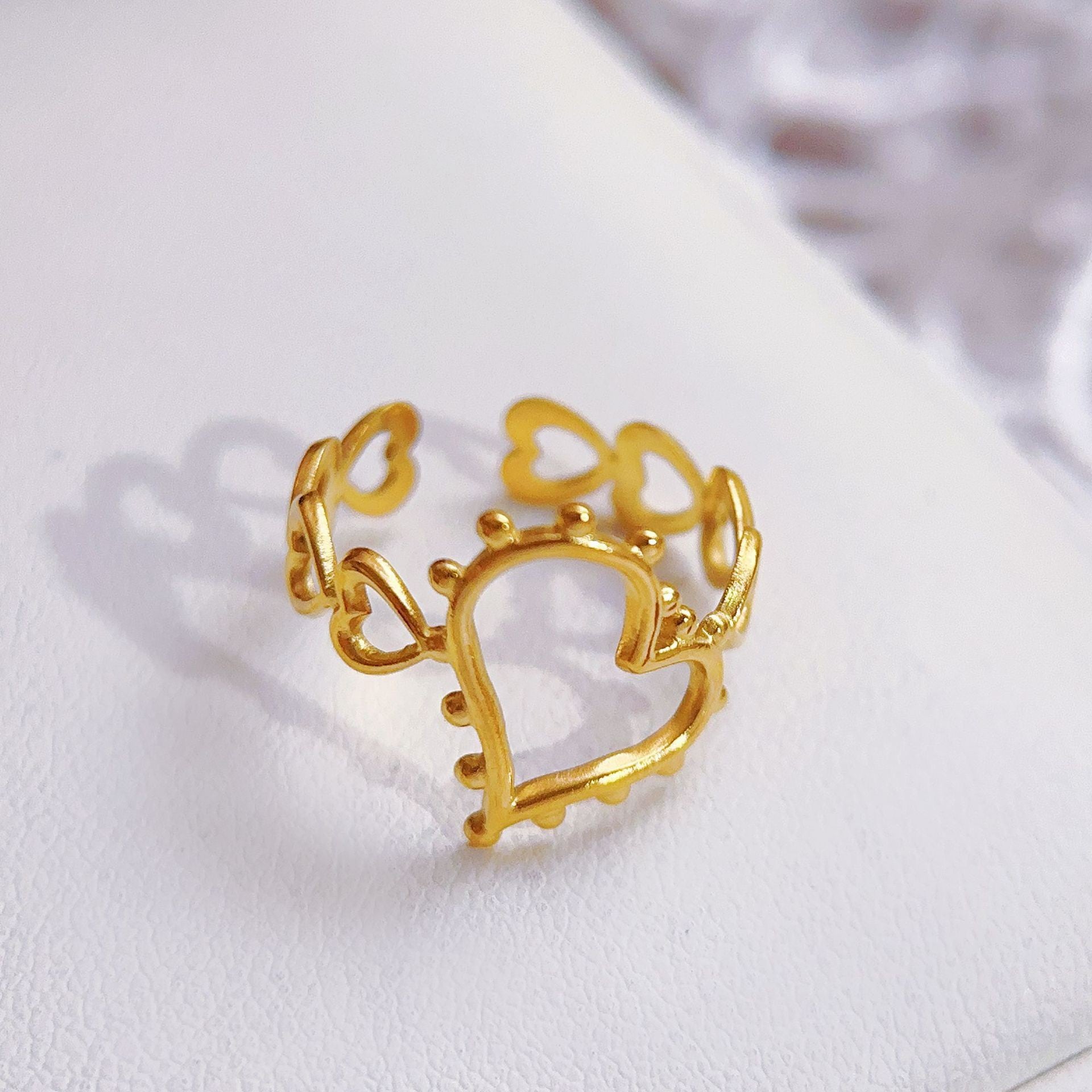 Stainless Steel Heart-shaped Ring for Women - Trendy Accessory