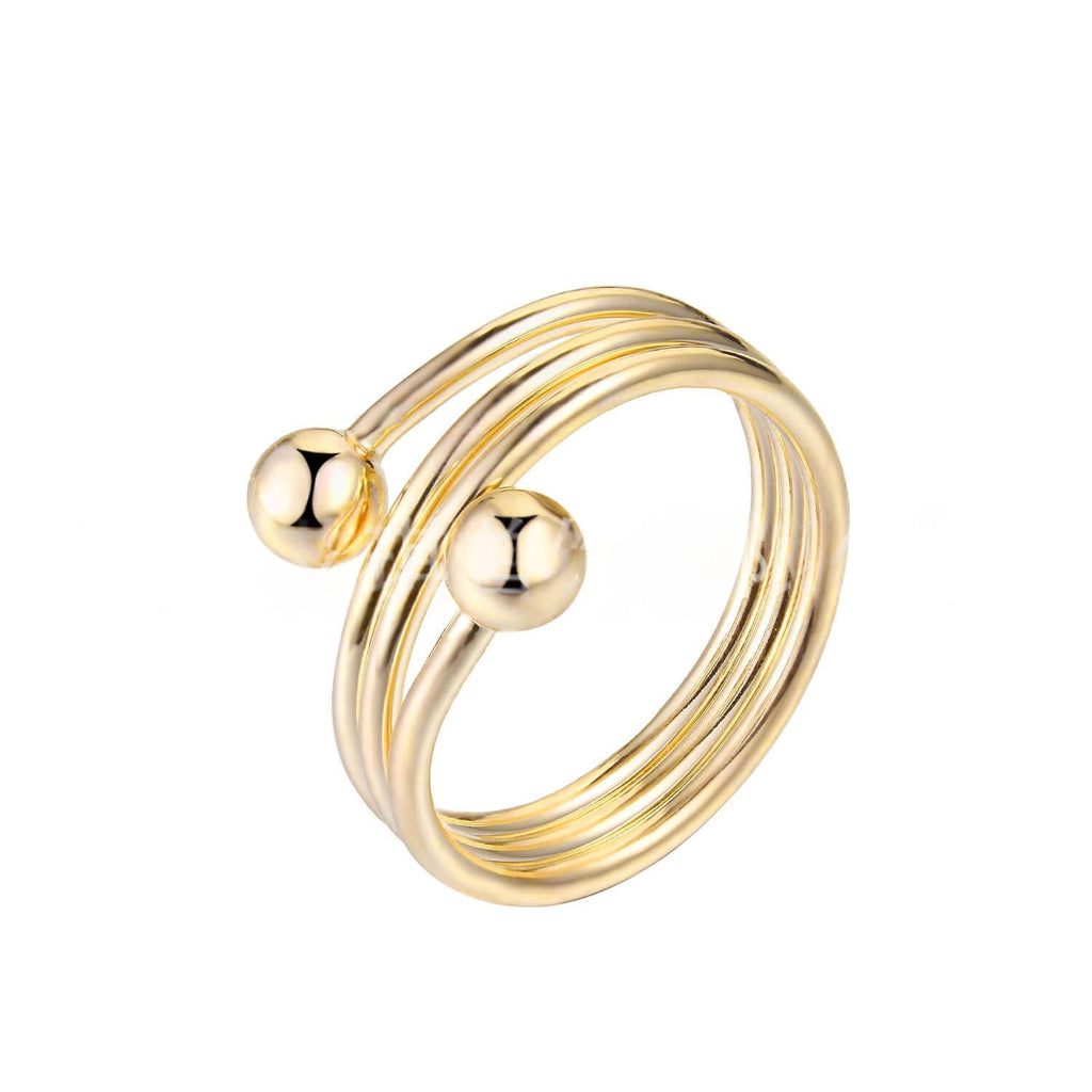 Red Copper Multi-layer Cross-round Bead Ring for Trendy Style