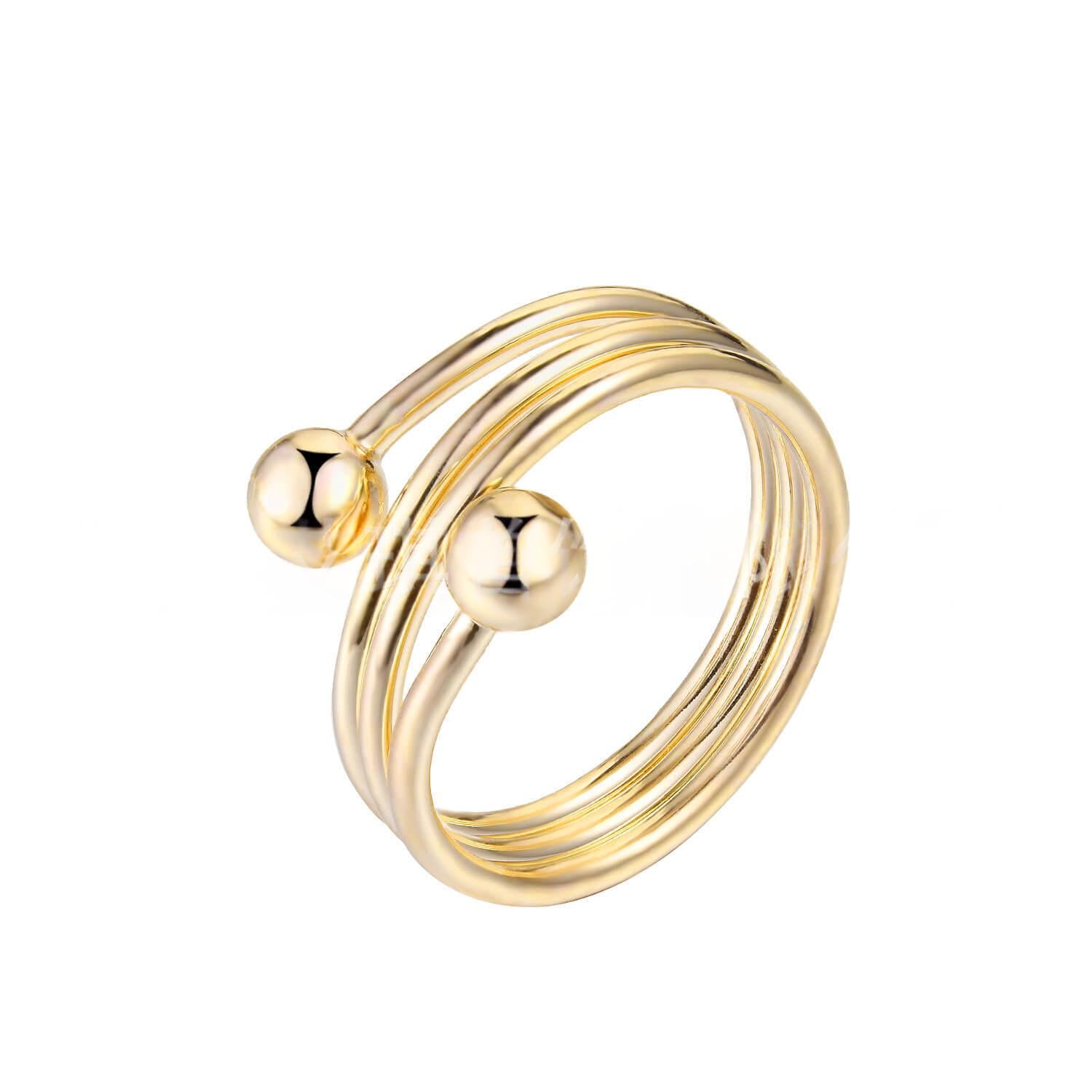 Red Copper Multi-layer Cross-round Bead Ring for Trendy Style